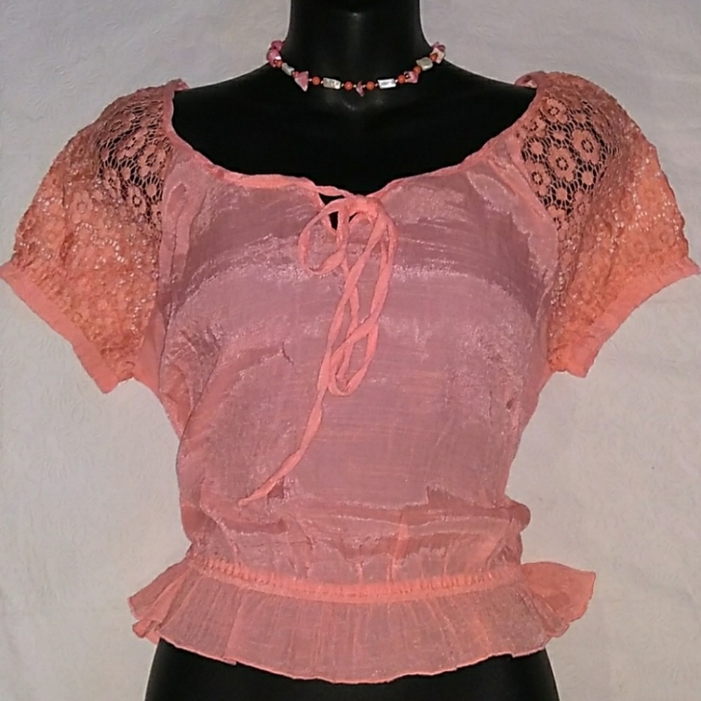 NWOT Anthologie E Hanger Peachy Pinkish Coral Summer Top - Picture 2 of 8